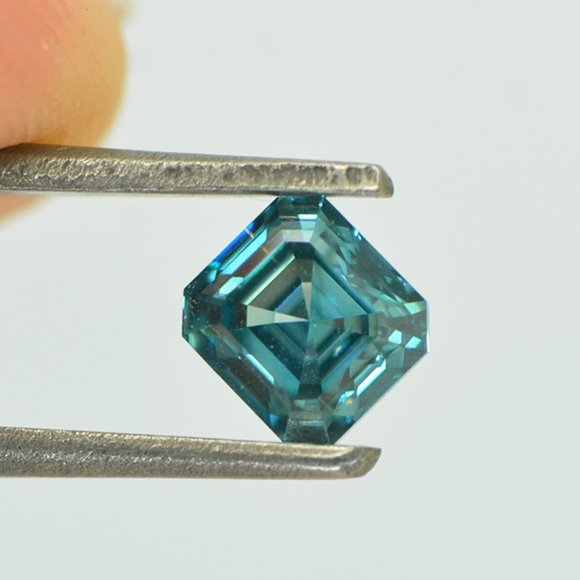 Asscher Cut Diamond Fancy Blue Color Loose VVS2 1.00 Carat - Picture 6 of 9